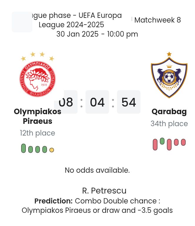 Olympiakos Piraeus - Qarabag 2 featured image 61137