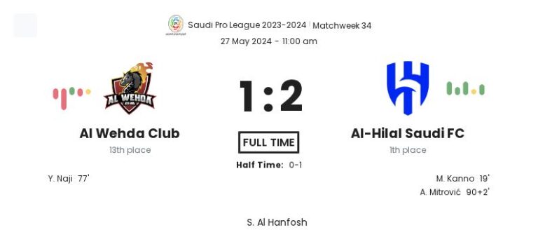 Al Wehda Club - Al-Hilal Saudi FC ?:? - 2024-05-27 4 featured image 150310