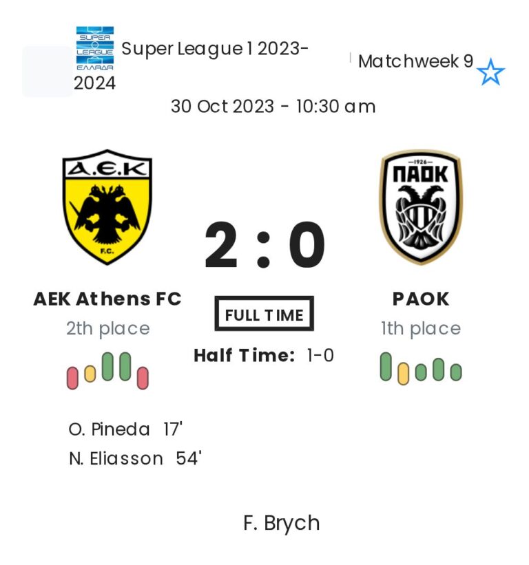 AEK Athens FC - PAOK ?:? - 2023-10-30 2 featured image 148942
