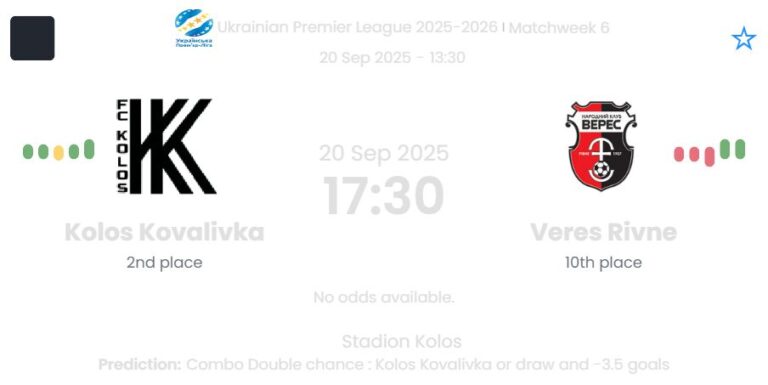 Kolos Kovalivka - Veres Rivne ?:? - 2025-09-20 5 featured image 193330