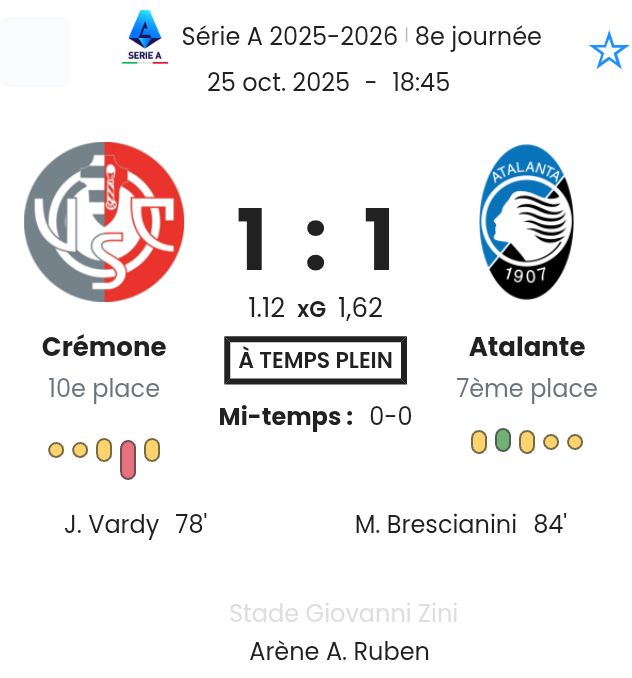 Cremonese - Atalanta ?:? - 2025-10-25 2 featured image 190496