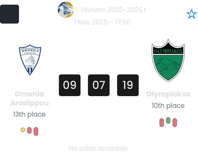 Omonia Aradippou - Olympiakos ?:? - 2025-11-01 2 featured image 201468
