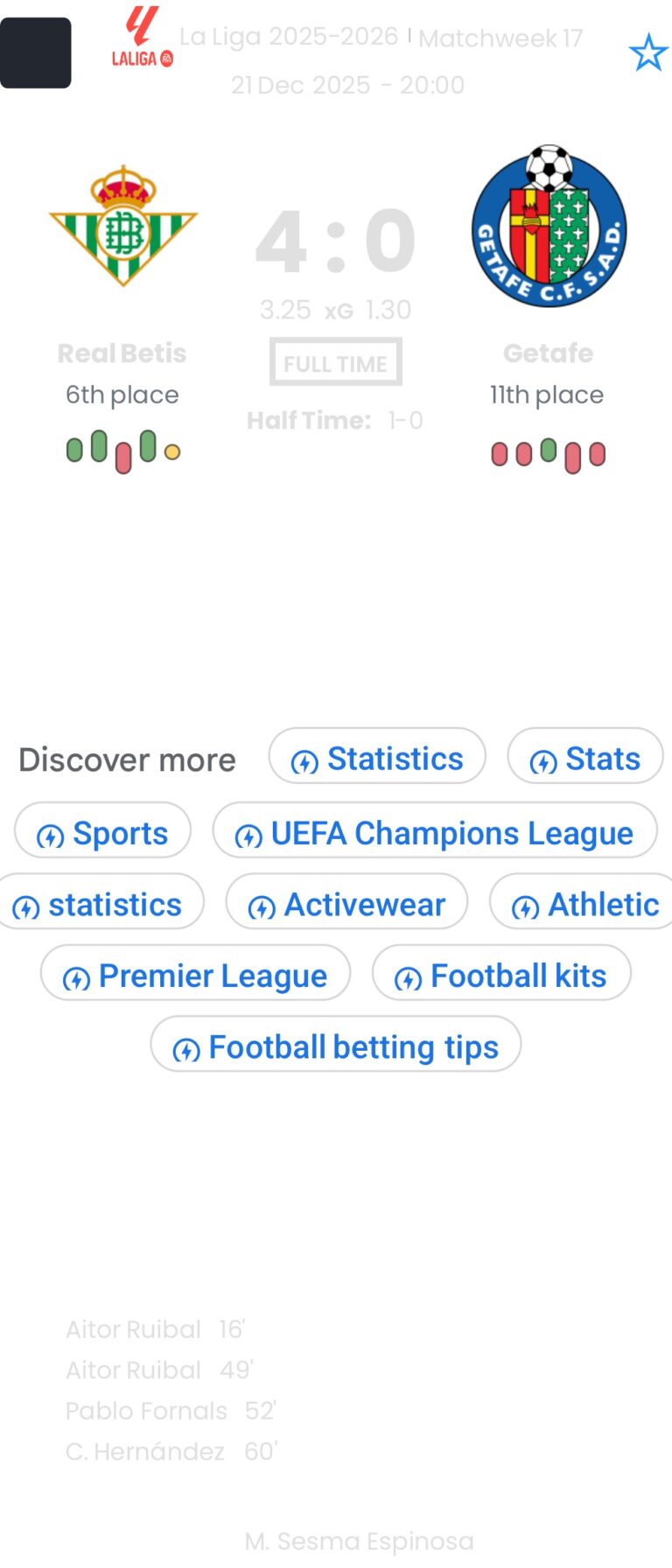 Real Betis - Getafe ?:? - 2025-12-21 9 featured image 191439