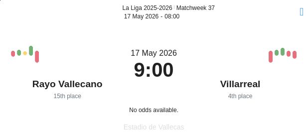 Rayo Vallecano - Villarreal ?:? - 2026-05-17 1 featured image 191643