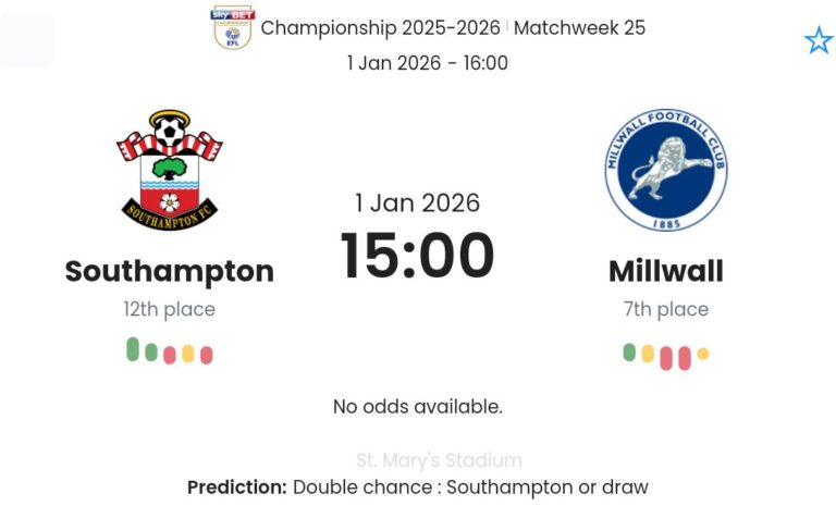 Southampton - Millwall ?:? - 2026-01-01 8 featured image 192309